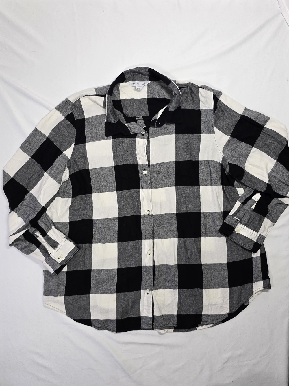 Old Navy Black & White Buffalo Check The Classic Shirt XXL